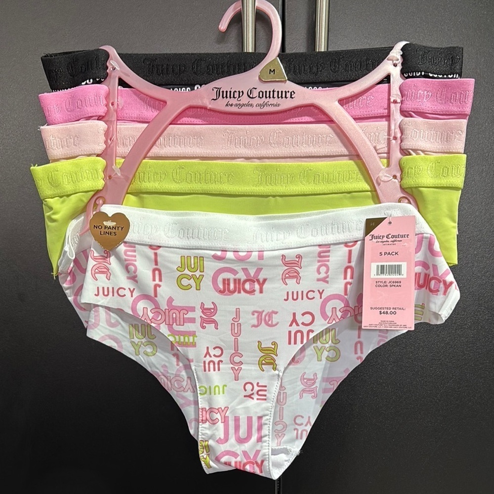 Juicy Couture 5 pack no panty lines panties,tag-less,soft stretch comfort,sexy